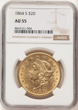 1864-S $20 Liberty Double Eagle NGC AU55 (520642017)