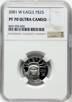 2001-W Proof Platinum Eagle 1/4 oz Brown Label NGC PF70