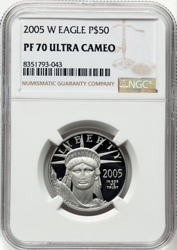 2005-W Proof Platinum Eagle 1/2 oz Brown Label NGC PF70