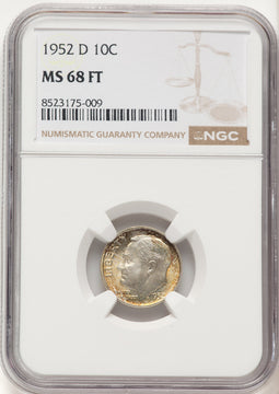 1952-D 10C FT Roosevelt Dime NGC MS68