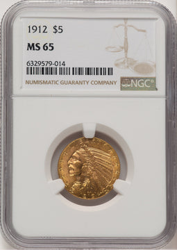 1912 $5 Indian Half Eagle NGC MS65 (520939002)