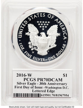 2016-W Proof Silver Eagle 1 oz FDI John Washington PCGS PR70 Mercanti