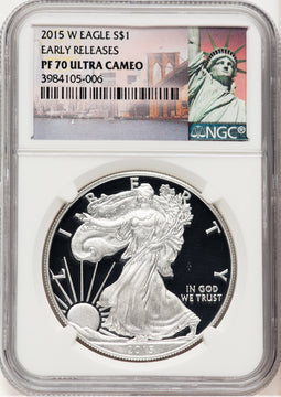 2015-W Proof Silver Eagle 1 oz ER Statue of Liberty Label NGC PF70