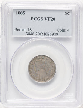 1885 5C Liberty Nickel PCGS VF20