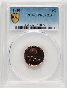 1940 1C RD Proof Lincoln Cent PCGS PR67