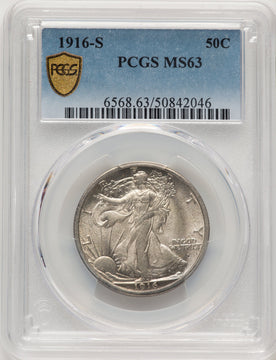 1916-S 50C Walking Liberty Half Dollar PCGS MS63 (521168005)