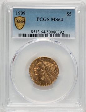 1909 $5 Indian Half Eagle PCGS MS64 (521326008)