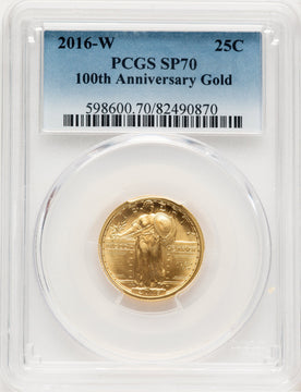 2016-W 25C Standing Liberty 100th Anniversary Gold Centennial Blue Gradient PCGS MS70 (521339149)