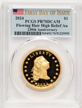 2024-(W) Gold 230th Anniversary Flowing Hair FDI Flag PCGS PR70
