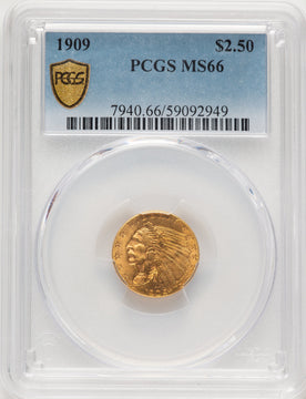1909 $2.50 Indian Quarter Eagle PCGS MS66
