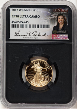 2017-W Proof Gold Eagle 1/4 oz Anna Cabral Prestige Treasurer Series NGC PF70