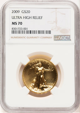2009 G$20 Ultra High Relief Brown Label NGC MS70 (521421014)