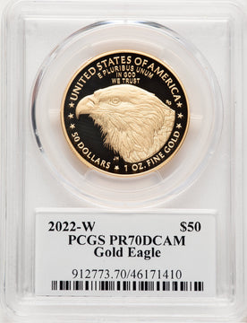 2022-W Proof Gold Eagle 1 oz John PCGS PR70 Mercanti