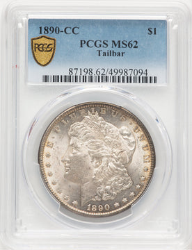 1890-CC Tail Bar Morgan Dollar PCGS MS62