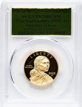 2025-W Proof Gold Sacagawea 25th Anniversary FDI Gold Foil PCGS PR70