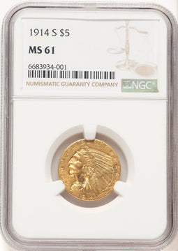 1914-S $5 Indian Half Eagle NGC MS61