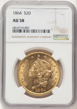 1864 $20 Liberty Double Eagle NGC AU58 (521828018)
