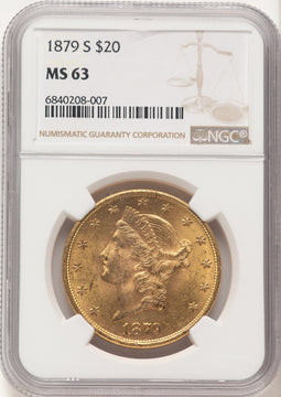 1879-S $20 Liberty Double Eagle NGC MS63