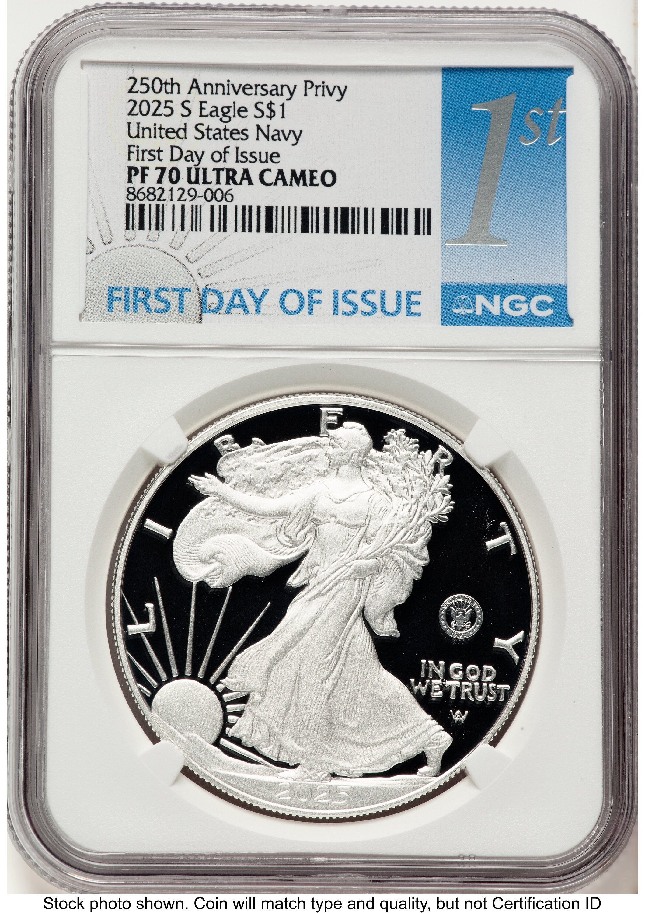 2025-S Proof Silver Eagle Privy U.S. Navy 250th Anniversary 1 oz