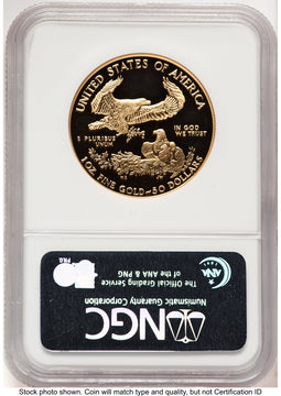 1987-W Proof Gold Eagle 1 oz Brown Label NGC PF70