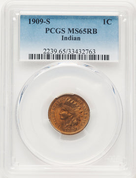 1909-S 1C Indian RB Indian Cent PCGS MS65