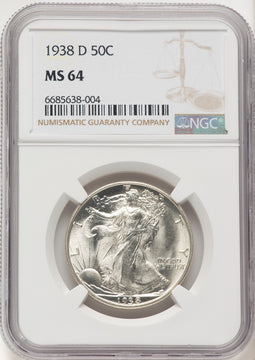 1938-D 50C Walking Liberty Half Dollar NGC MS64 (522233015)