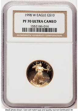 1998-W Proof Gold Eagle 1/4 oz Brown Label NGC PF70