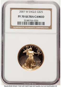 2007-W Proof Gold Eagle 1/2 oz Brown Label NGC PF70