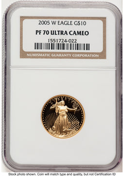 2005-W Proof Gold Eagle 1/4 oz Brown Label NGC PF70