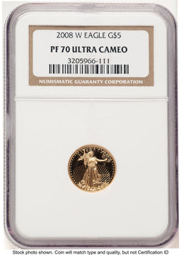 2008-W Proof Gold Eagle 1/10 oz Brown Label NGC PF70