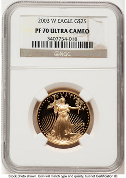 2003-W Proof Gold Eagle 1/2 oz Brown Label NGC PF70