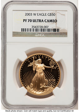 2003-W Proof Gold Eagle 1 oz Brown Label NGC PF70