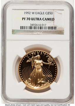 1992-W Proof Gold Eagle 1 oz Brown Label NGC PF70