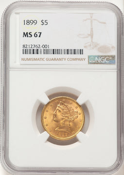 1899 $5 Liberty Half Eagle NGC MS67 (522320036)