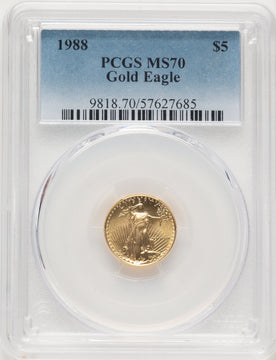 1988 $5 Tenth-Ounce Gold Eagle PCGS MS70 (522320071)