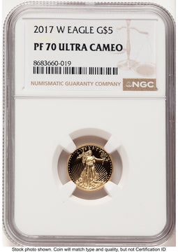 2017-W Proof Gold Eagle 1/10 oz Brown Label NGC PF70