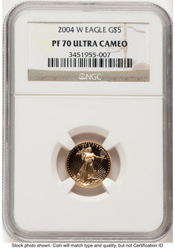2004-W Proof Gold Eagle 1/10 oz Brown Label NGC PF70