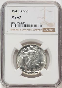1941-D 50C Walking Liberty Half Dollar NGC MS67