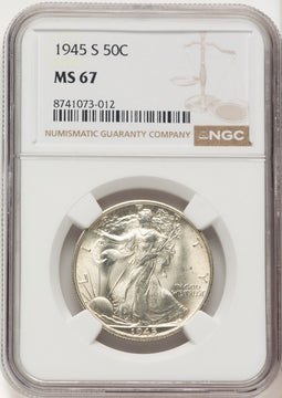 1945-S 50C Walking Liberty Half Dollar NGC MS67 (522479026)