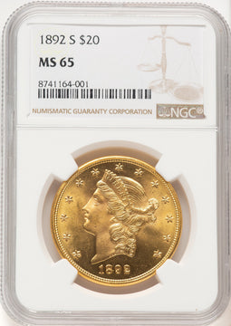 1892-S $20 Liberty Double Eagle NGC MS65 (522479041)