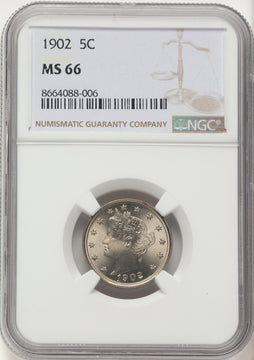 1902 5C Liberty Nickel NGC MS66 1902 5C Liberty Nickel NGC MS66
