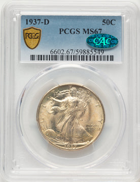 1937-D 50C CAC Walking Liberty Half Dollar PCGS MS67
