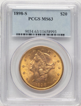 1898-S $20 Liberty Double Eagle PCGS MS63 1898-S $20 Liberty Double Eagle PCGS MS63