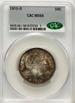 1915-D 50C Barber Half Dollar CACG MS66