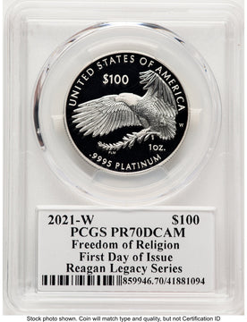 2021-W Proof Platinum Eagle 1 oz FDI Reagan Legacy Series Michael Reagan Picture PCGS PR70