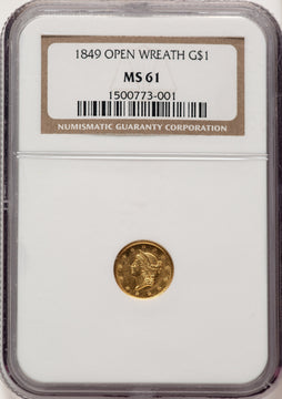 1849 G$1 Gold Dollar NGC MS61