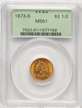 1873-S $2.50 Liberty Quarter Eagle PCGS MS61