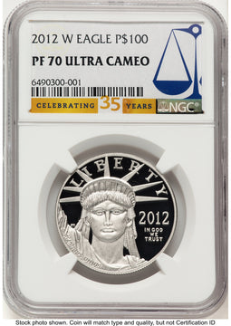 2012-W Proof Platinum Eagle 1 oz Celebrating 35 Years Label NGC PF70