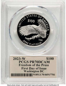 2023-W Proof Platinum Eagle 1 oz FDI Thomas Cleveland Art Deco Washington PCGS PR70