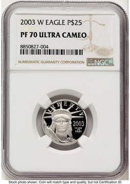 2003-W Proof Platinum Eagle 1/4 oz Brown Label NGC PF70